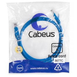 Патч-корд U/UTP кат.6 PC-UTP-RJ45-Cat.6-1m-BL 2xRJ45/8p8c неэкранир. PVC 1м син. Cabeus 8677c