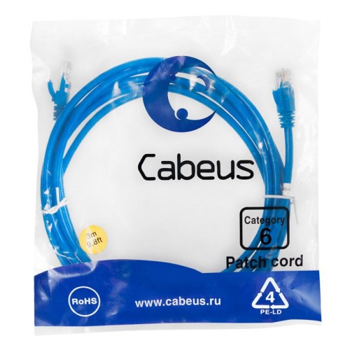 Патч-корд U/UTP кат.6 PC-UTP-RJ45-Cat.6-3m-BL 2xRJ45/8p8c неэкранир. PVC 3м син. Cabeus 8680c