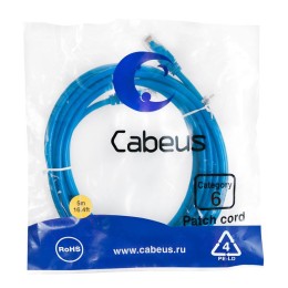 Патч-корд U/UTP кат.6 PC-UTP-RJ45-Cat.6-5m-BL 2xRJ45/8p8c неэкранир. PVC 5м син. Cabeus 8681c