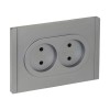 Розетка 2-м СП FORTE&PIANO FP525 10А без заземл. защ. шторки безвинт. крепл. сталь IEK FP-R23-10-1-K