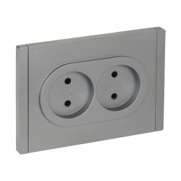 Розетка 2-м СП FORTE&PIANO FP525 10А без заземл. защ. шторки безвинт. крепл. сталь IEK FP-R23-10-1-K