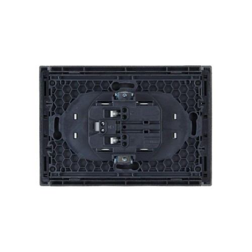 Розетка 2-м СП FORTE&PIANO FP525 10А без заземл. защ. шторки безвинт. крепл. сталь IEK FP-R23-10-1-K