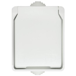 Розетка ОП Форс РСб20-3-ФБ 16А IP54 с заземл. защ. шторки бел. IEK ERS12-K01-16-54-DC