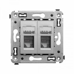 DKC Avanti Компьютерная розетка RJ-45 в стену, кат.6А двойная, "Закаленная сталь"