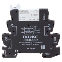 Реле интерфейсное 1CO ком. ток 6А AgSnO2 напряжение 12В AC/DC винтовые клеммы DKC IRK-12UC-1CO