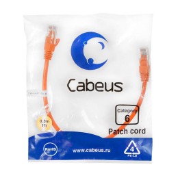 Патч-корд U/UTP кат.6 PC-UTP-RJ45-Cat.6-0.3m-OR 2xRJ45/8p8c неэкранир. PVC 0.3м оранж. Cabeus 8696c