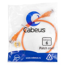 Патч-корд U/UTP кат.6 PC-UTP-RJ45-Cat.6-0.5m-OR 2xRJ45/8p8c неэкранир. PVC 0.5м оранж. Cabeus 8697c