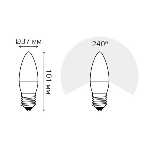 Лампа светодиодная Black 6.5Вт свеча 3000К тепл. бел. E27 520лм GAUSS 103102107