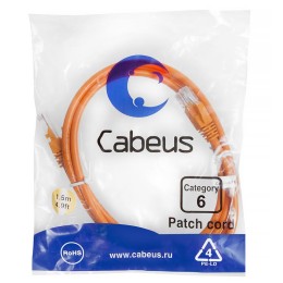 Патч-корд U/UTP кат.6 PC-UTP-RJ45-Cat.6-1.5m-OR 2xRJ45/8p8c неэкранир. PVC 1.5м оранж. Cabeus 8699c