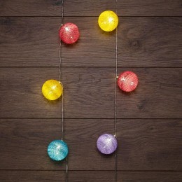 Гирлянда светодиодная "Тайские фонарики "Фейерверк" 5м 25LED прозрачный ПВХ питание USB тепл. бел. N
