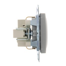 Розетка 1-м СП Karina с заземл. термопласт механизм матов. серебр. LEZARD 707-4388-122B