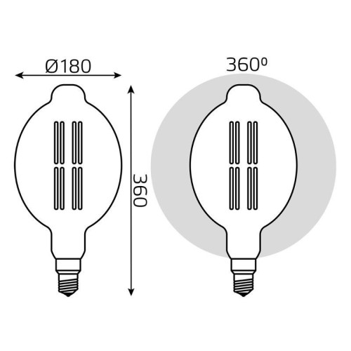 Лампа светодиодная филаментная Black Filament 8Вт BT180 золотая 2400К тепл. бел. E27 780лм GAUSS 151