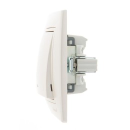 Переключатель проходной 1-кл. СП Mira 10А с подсветкой со вставкой жемчуж./бел. перламутр. LEZARD 70