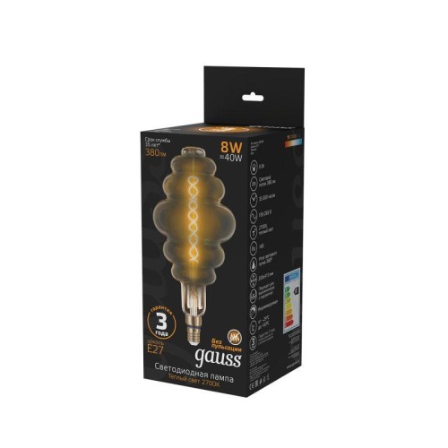 Лампа светодиодная филаментная Black Filament 8Вт Honeycomb тонированная 2700К тепл. бел. E27 380лм