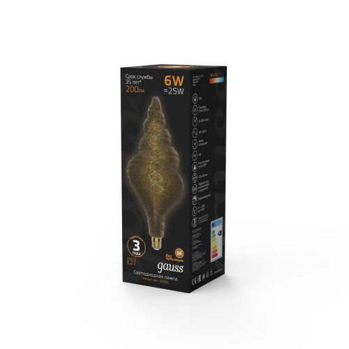 Лампа светодиодная филаментная Black Filament 6Вт TL120 тонированная 2400К тепл. бел. E27 200лм GAUS