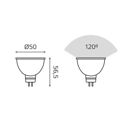 Лампа светодиодная Basic 5.5Вт MR16 4100К GU5.3 490лм (уп.3шт) GAUSS 10135262T