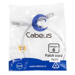 Патч-корд F/UTP кат.6 PC-FTP-RJ45-Cat.6-0.5m-LSZH 2xRJ45/8p8c экранир. LSZH 0.5м сер. Cabeus 7907c