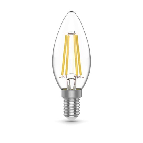 Лампа светодиодная филаментная Basic Filament 5.5Вт свеча 4100К Е14 530лм (уп.3шт) GAUSS 1031126T