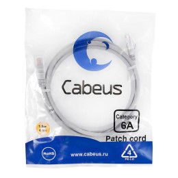 Патч-корд U/UTP кат.6A PC-UTP-RJ45-Cat.6a-1.5m-LSZH 2xRJ45/8p8c неэкранир. LSZH (10G) 1.5м сер. Cabe