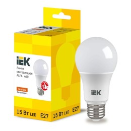 Лампа светодиодная Alfa 15Вт A60 грушевидная 3000К E27 230В (6шт) IEK LLA-A60-15-230-30-E27-6
