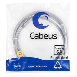 Патч-корд U/UTP кат.6A PC-UTP-RJ45-Cat.6a-3m-LSZH 2xRJ45/8p8c неэкранир. LSZH (10G) 3м сер. Cabeus 7