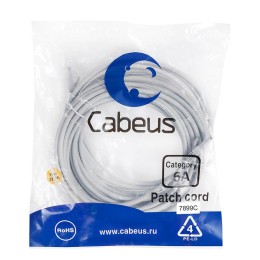Патч-корд U/UTP кат.6A PC-UTP-RJ45-Cat.6a-10m-LSZH 2xRJ45/8p8c неэкранир. LSZH (10G) 10м сер. Cabeus
