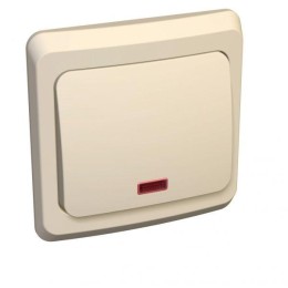 Переключатель проходной 1-кл. СП Этюд 10А IP20 с подсветкой крем. SE BC10-007K