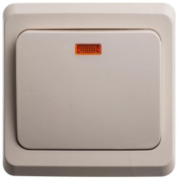 Переключатель проходной 1-кл. СП Этюд 10А IP20 с подсветкой крем. SE BC10-007K