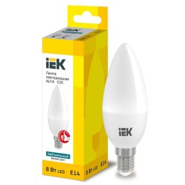 Лампа светодиодная Alfa 8Вт C35 свеча 4000К E14 230В (6шт) IEK LLA-C35-8-230-40-E14-6