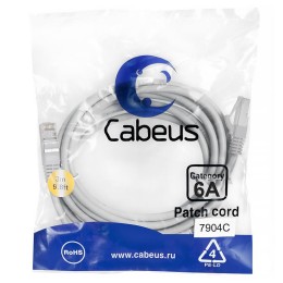 Патч-корд S/FTP кат.6A PC-SSTP-RJ45-Cat.6a-3m-LSZH 2xRJ45/8p8c экранир. LSZH (10G) 3м сер. Cabeus 79