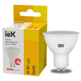 Лампа светодиодная Alfa 10Вт PAR16 софит 3000К GU10 230В (6шт) IEK LLA-PAR16-10-230-3-GU10-6