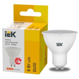 Лампа светодиодная Alfa 8Вт PAR16 софит 3000К GU10 230В (6шт) IEK LLA-PAR16-8-230-3-GU10-6