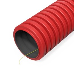 Труба гофрированная двустенная ПНД гибкая d40мм с протяжкой SN49 750 красн. (уп.150м) Промрукав PR15