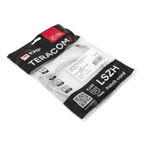 Патч-корд кат.5E UTP неэкранир. LSZH сер. 1.0м TERACOM PRO EKF TRP-5EUTP-LSH-1M-GY