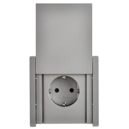 Розетка СП FORTE&PIANO16А IP44 FP519 с заземл. защ. шторки с крышкой безвинт. крепл. сталь IEK FP-R1