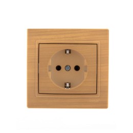Розетка 1-м Mira с заземл. керамика ясень LEZARD 701-4747-122