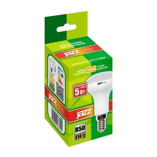Лампа светодиодная PLED-ECO 5Вт R50 рефлектор матовая 3000К тепл. бел. E14 400лм 230В 50Гц JazzWay 1