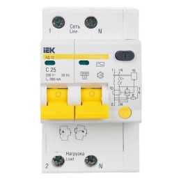 Выключатель автоматический дифференциального тока 2п C 25А 300мА тип AC 4.5кА АД-12 KARAT IEK MAD10-