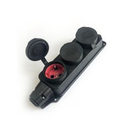 Колодка удлинителя 3-м 16А IP44 с заземл. каучук черн. КОСМОС KKsm-3g-Z-IP(B)16A