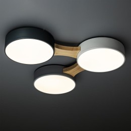 Люстра светодиодная SCANDIA 42Вт 500х500х50мм 15кв.м потолочная 3 режима антрацит/сер./бел./дерево R