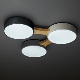 Люстра светодиодная SCANDIA 42Вт 500х500х50мм 15кв.м потолочная 3 режима антрацит/сер./бел./дерево R