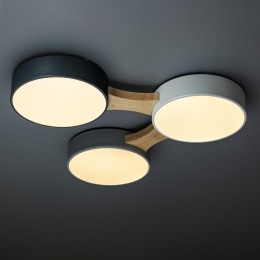 Люстра светодиодная SCANDIA 42Вт 500х500х50мм 15кв.м потолочная 3 режима антрацит/сер./бел./дерево R