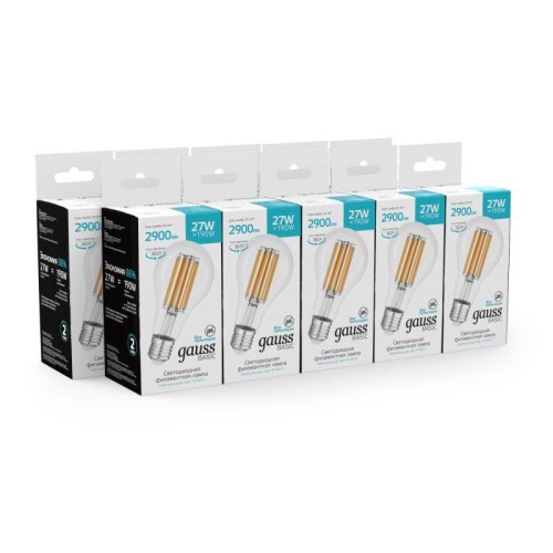 Лампа светодиодная филаментная Basic Filament А70 27Вт 4100К Е27 2900лм GAUSS 40712272