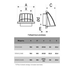 Выход стенной обр. клапан 150х150 фланец 100 бел. StreetLine ERA 1515К10ФВ
