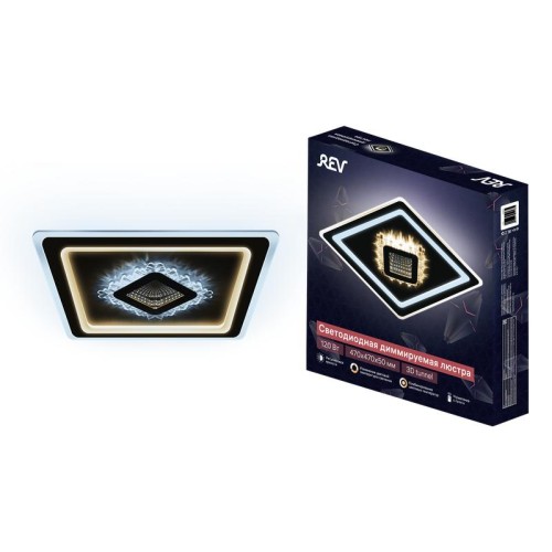 Люстра светодиодная CRYSTAL 3D 120Вт 470х470х40мм 40кв.м потолочная ДУ 3 режима диммир. бел. Ritter