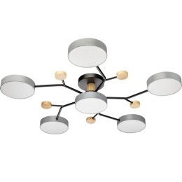 Люстра светодиодная SCANDIA 84Вт 800х800х170мм 30кв.м потолочная ДУ 3 режима диммир. сер./черн./дере