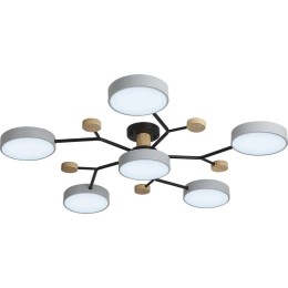 Люстра светодиодная SCANDIA 84Вт 800х800х170мм 30кв.м потолочная ДУ 3 режима диммир. сер./черн./дере