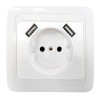 Розетка 1-м Classico 2147 IP20 с 2-мя USB бел. IN HOME 4690612035260