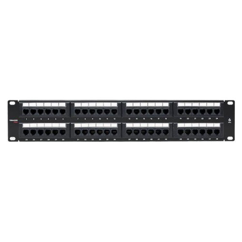 Патч-панель 19дюйм кат.6 2U неэкранированная UTP 48 портов RJ-45 Dual IDC TERACOM PRO EKF TRP-PPNL-6