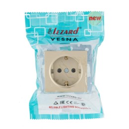 Розетка VESNA с заземл. ПБТ зол. LEZARD 742-3688-122B